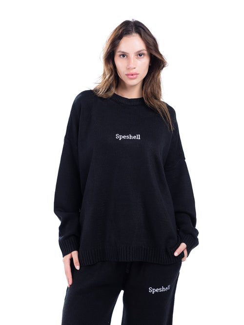 BLACK RIPPED SWEATER SET