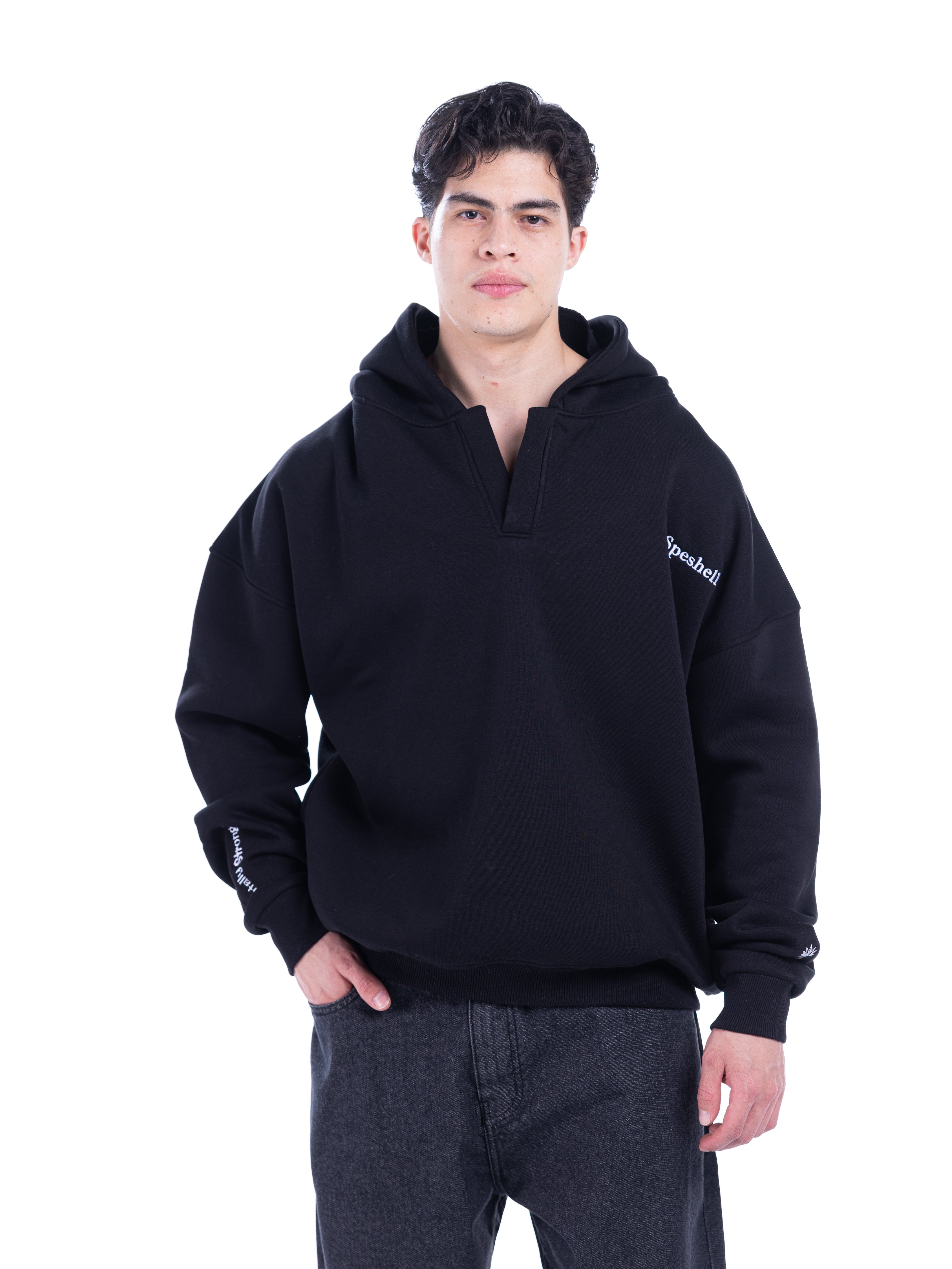 BLACK BASIC HOODIE